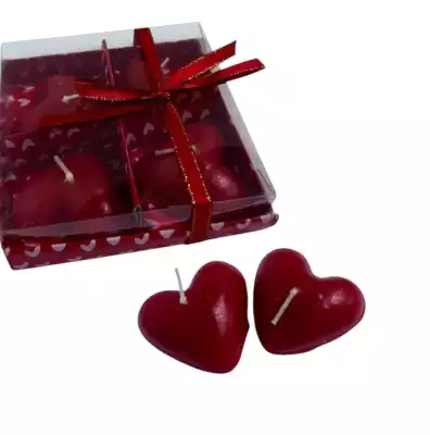 Декоративные свечи «Сердце», 4 шт, красные